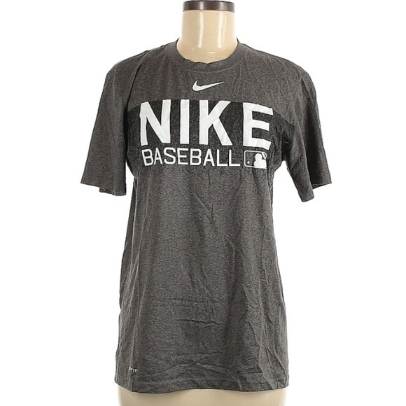 The Nike Tee M Athletic Cut Dri-Fit Baseball grey crew neck short sleeve t-shirt - Picture 9 of 9
